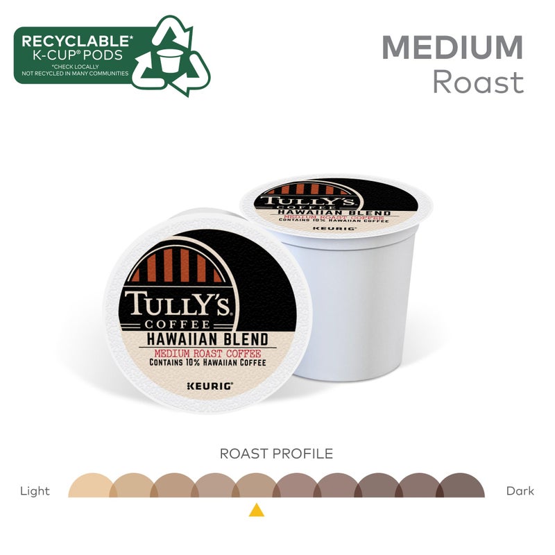 Tully's Coffee Hawaiian Blend, Keurig Single Serve K-Cup Pods, Medium Roast, 60 Count, (6 Packs of 10) - Image 4